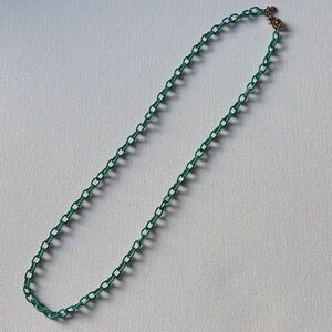 J. Crew Green Enamel Chain Necklace with Gold Clasp